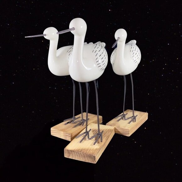 3 Piece Lucier Beach Bird Figurine Set Wood Figurine Home Decor 9”T Decorative - Picture 3 of 8